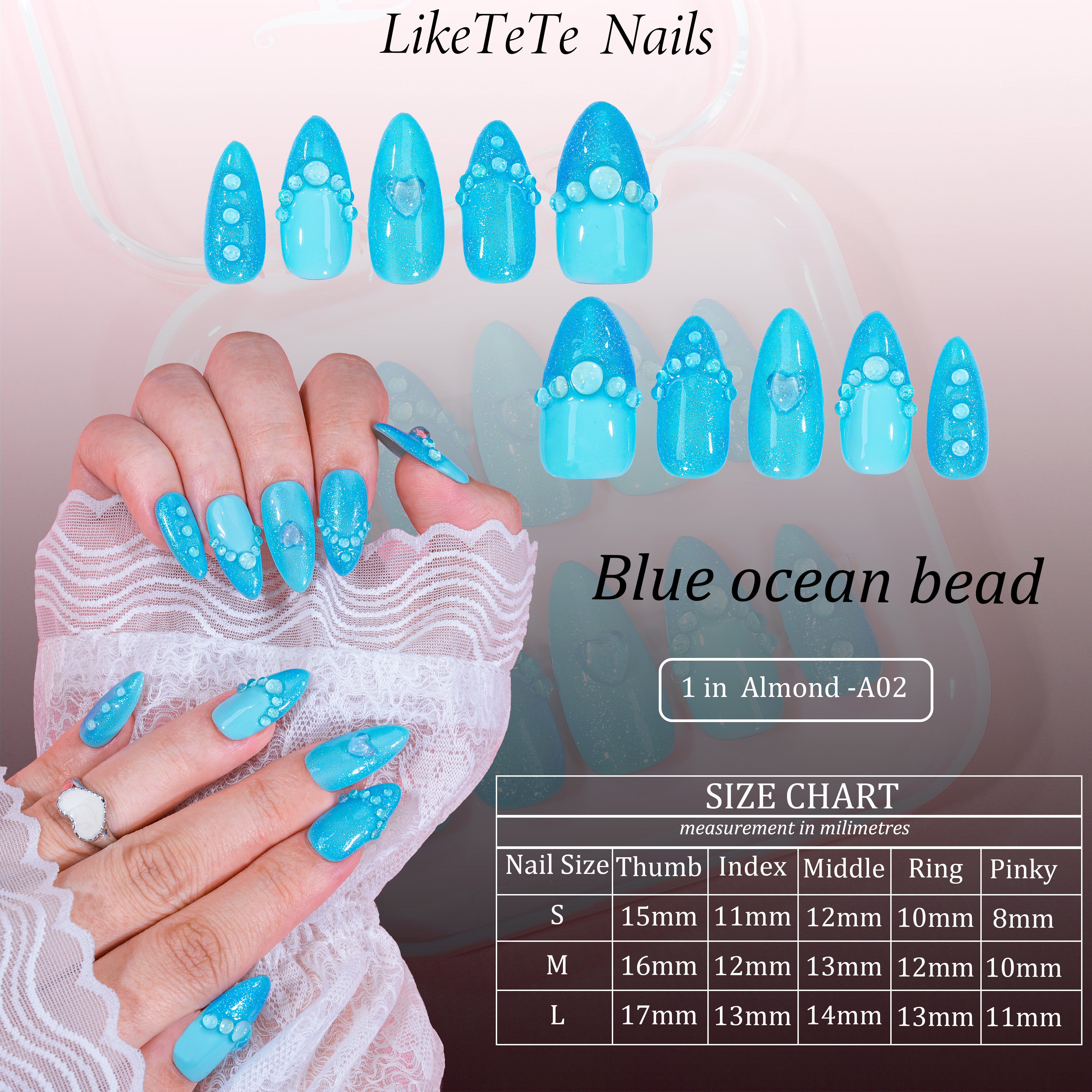 A02-blue ocean beads-1IN ALOMOND